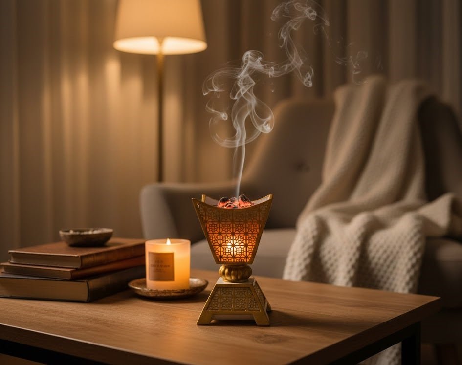 Gold Decorative Incense Burner with Cutwork Design